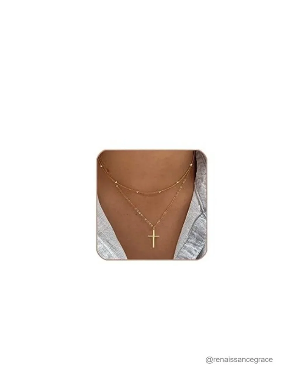 Dainty 14K Gold Silver Plated Cross Choker Necklace for Women Teen Girls
